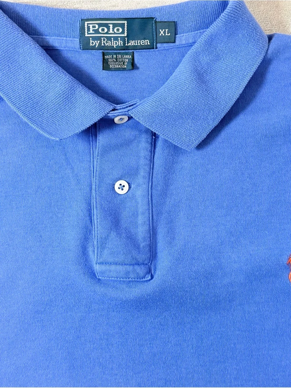 Polo Ralph Lauren Blue Orange Pony Cotton Polo Shirt Mens XL Classic Fit